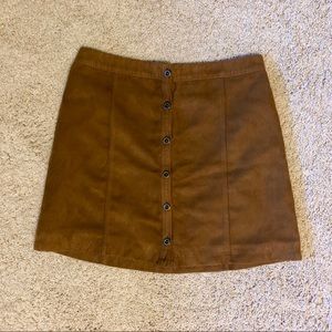 Hollister Brown Faux Suede Button-down Skirt 7